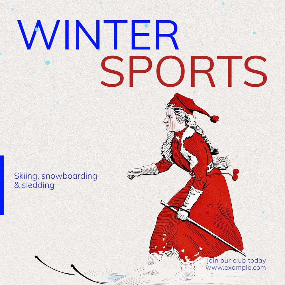 Winter sports Instagram post template, editable text