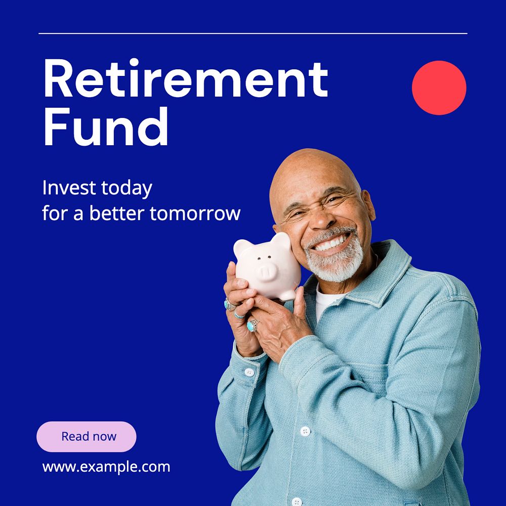 Retirement fund Instagram post template, editable text