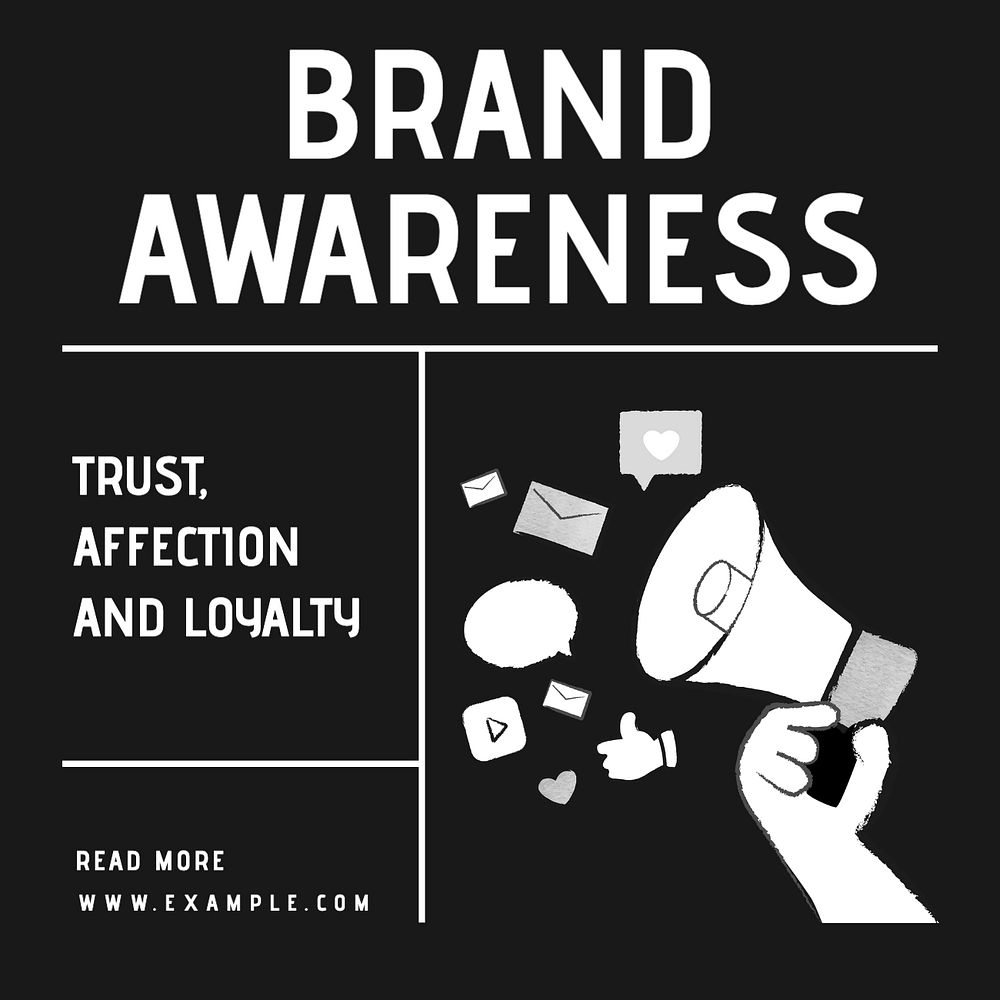 Brand awareness Instagram post template, editable text