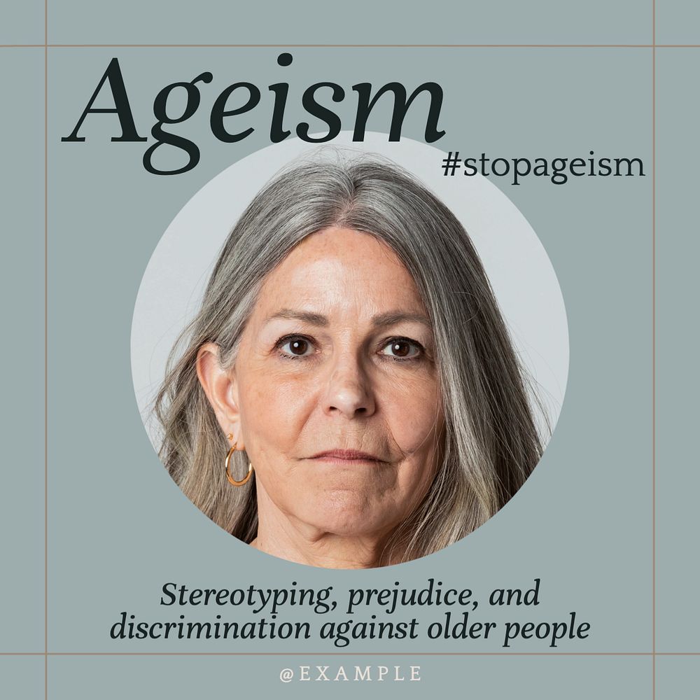 Ageism Instagram post template, editable text