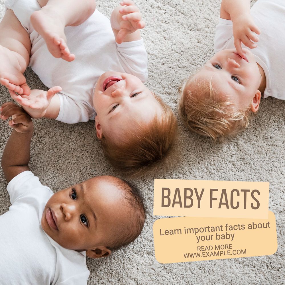 Baby facts Instagram post template, editable text