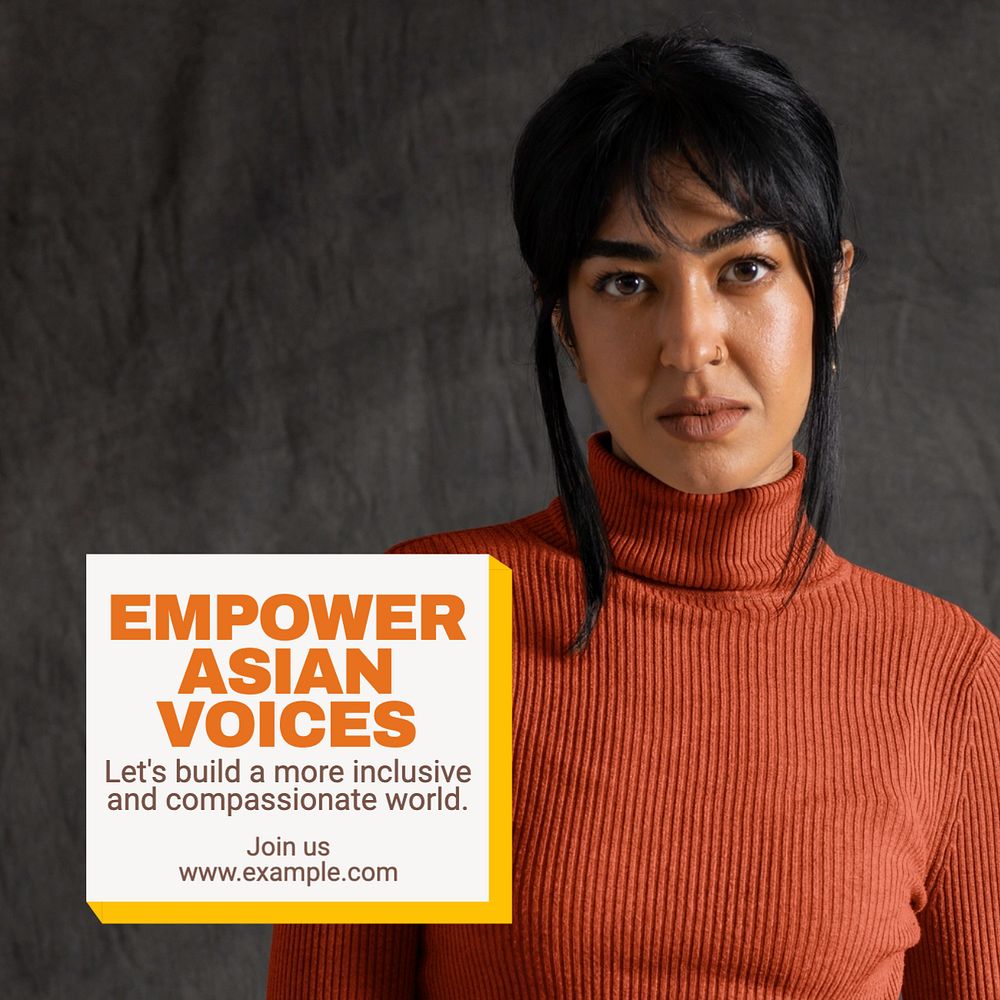 Empower asian voices Instagram post template, editable text