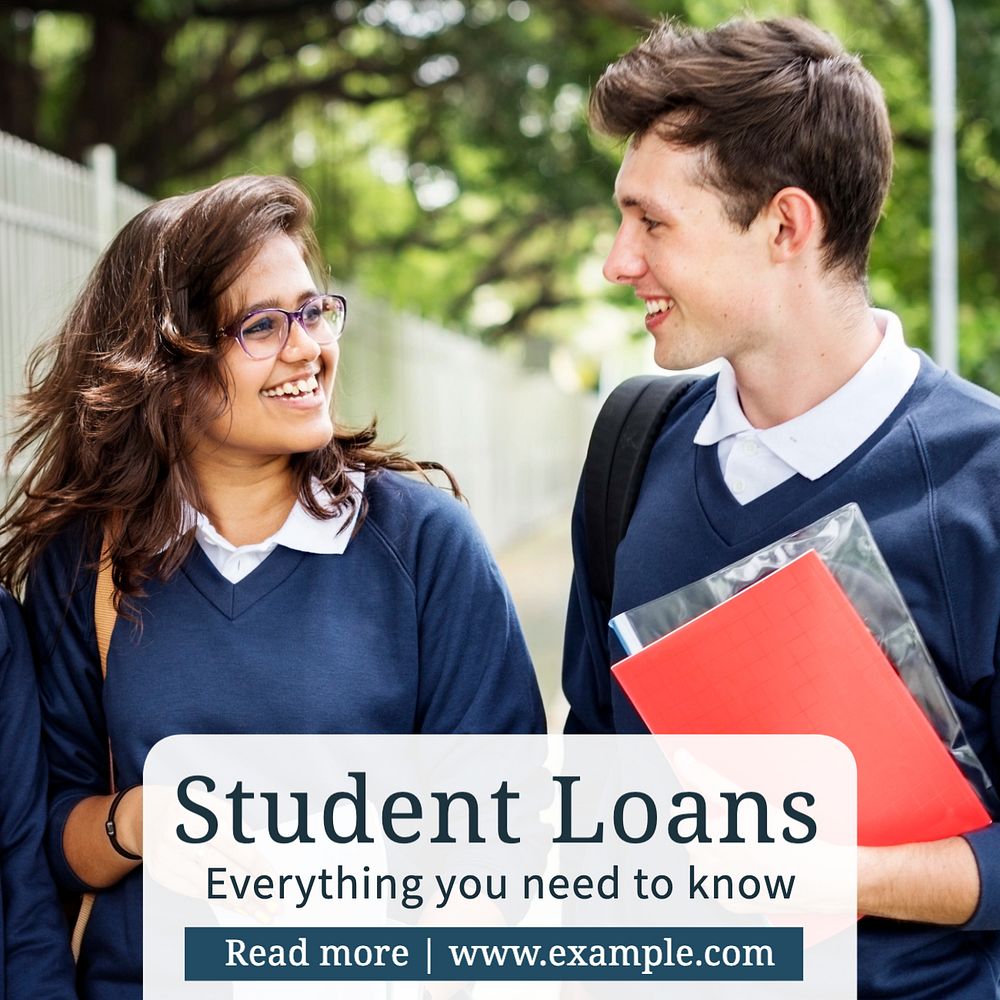 Student loans Instagram post template, editable text