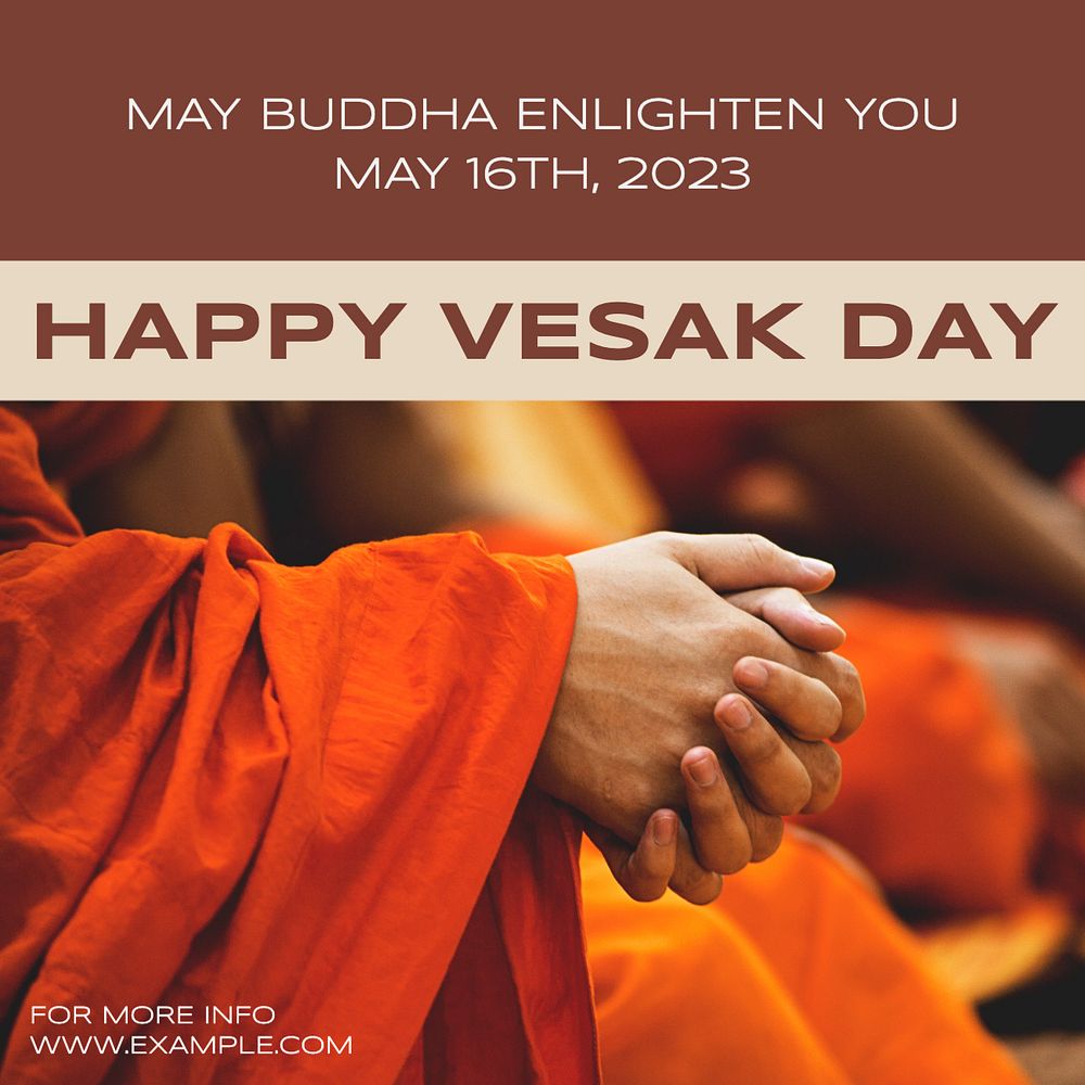 Happy Vesak Day Instagram post template, editable text