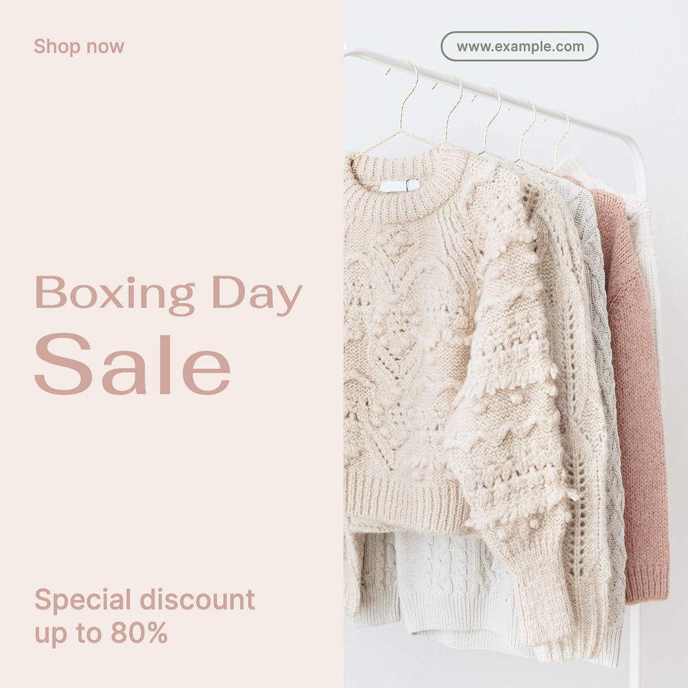 Boxing day sale Instagram post template, editable text