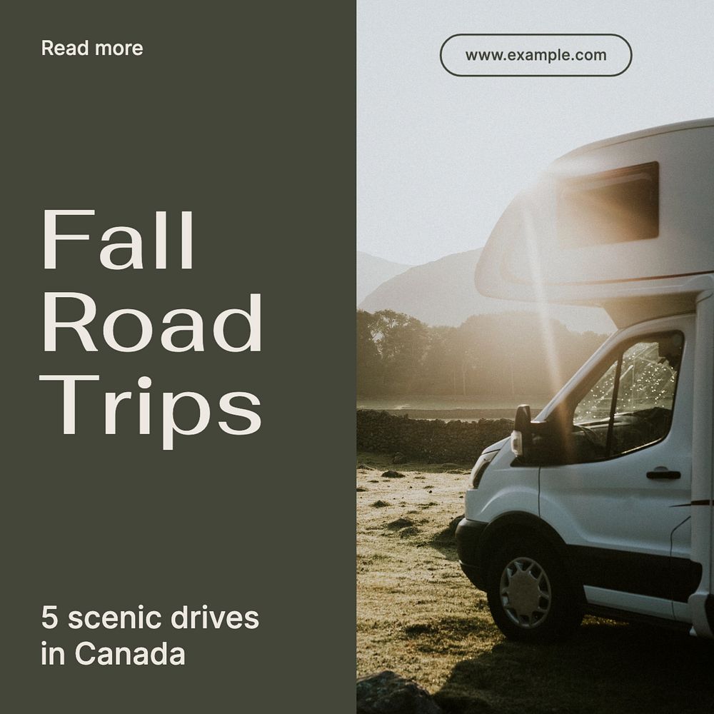 Fall road trip Instagram post template, editable text