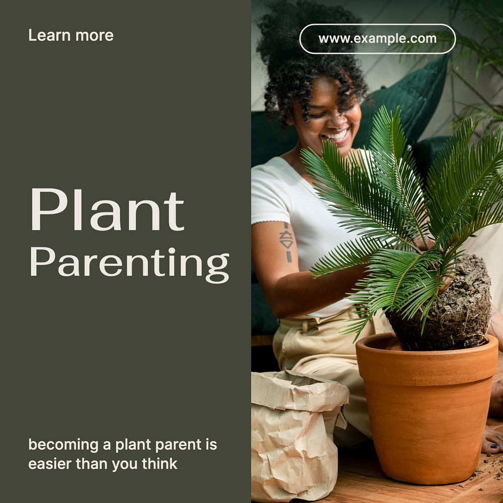 Plant parenting Instagram post template, editable text