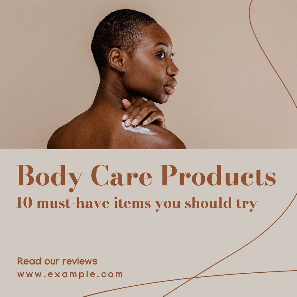 Body care products Instagram post template, editable text