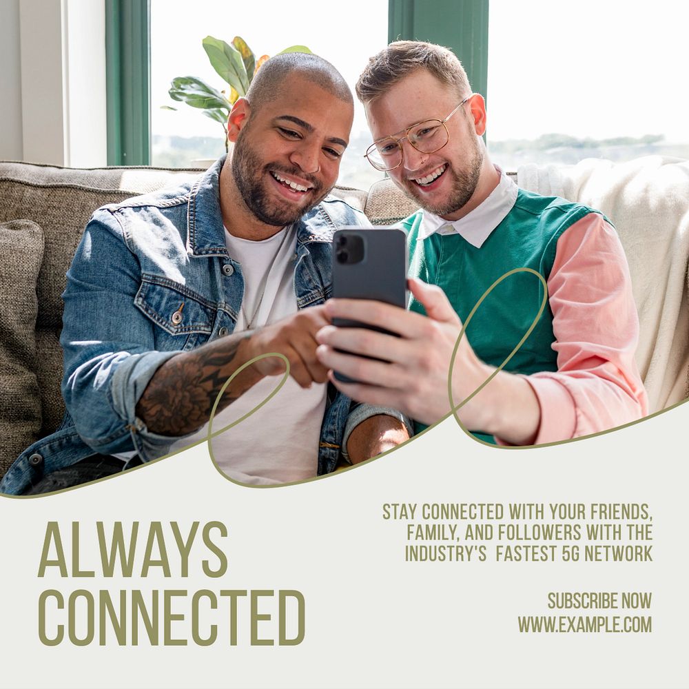 Always connected Instagram post template, editable text