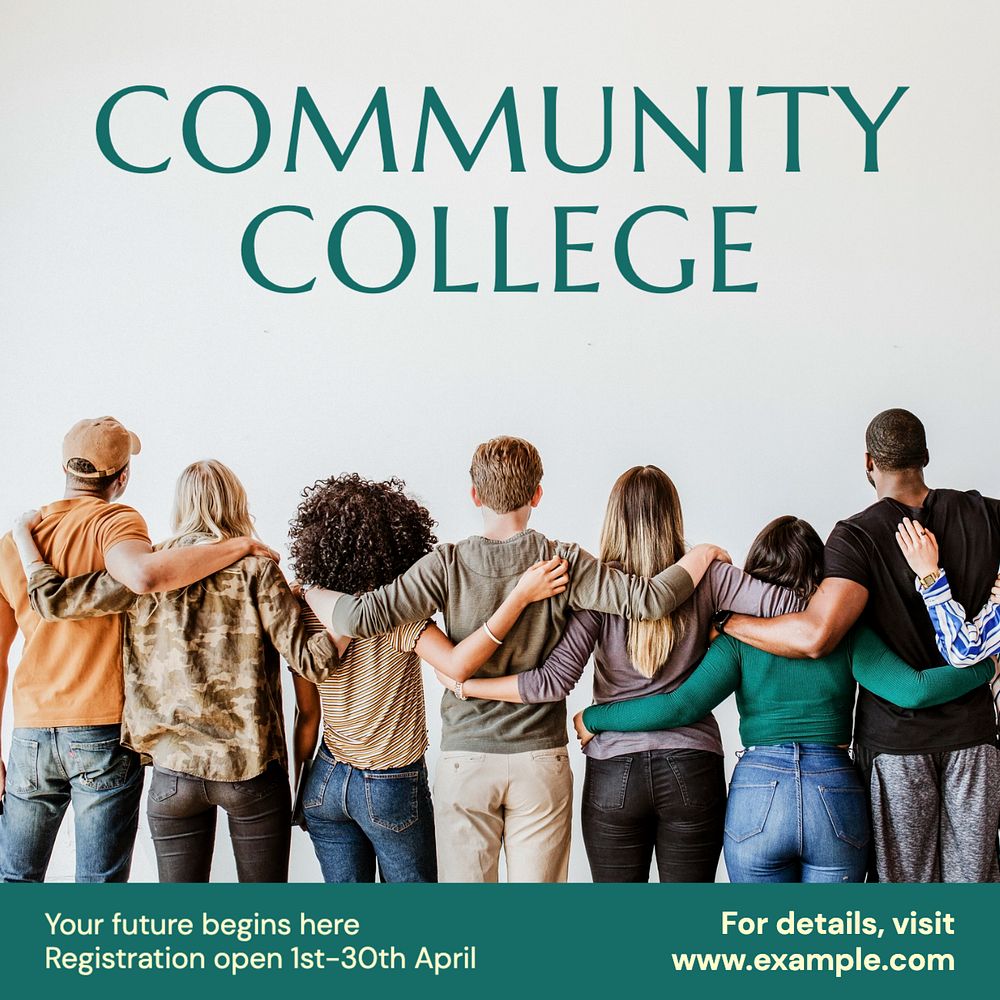 Community college Instagram post template, editable text