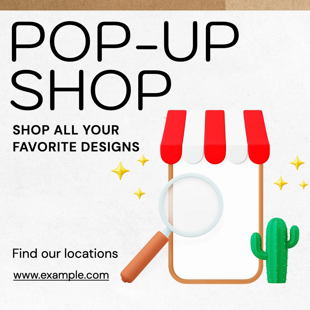 Pop-up shop Instagram post template, editable text