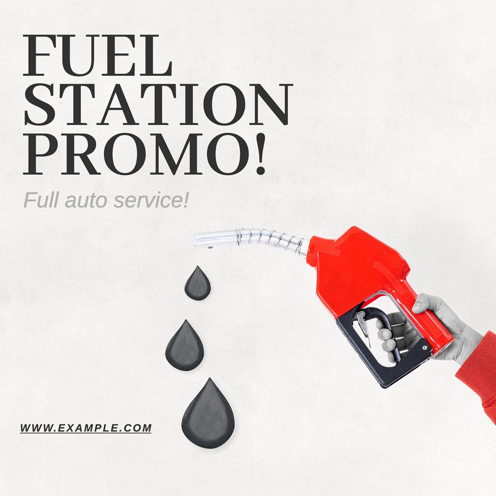 Gas station Instagram post template, editable text