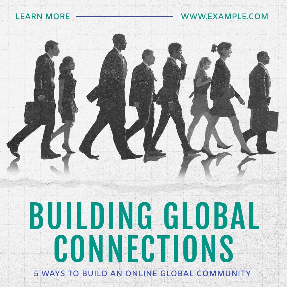 Online global community Instagram post template, editable text