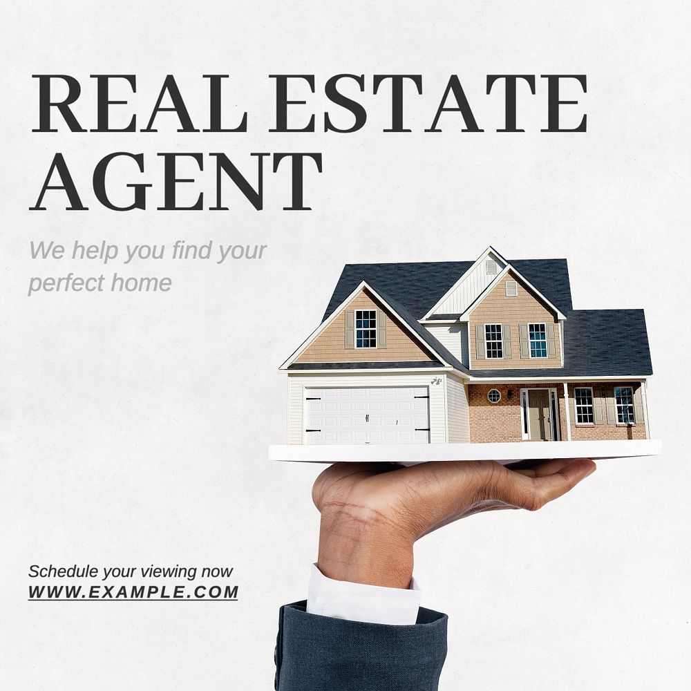 Real estate agent Instagram post template, editable text