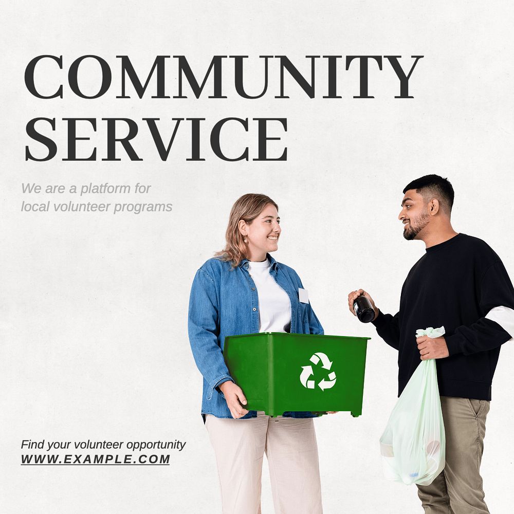 Community service Instagram post template, editable text