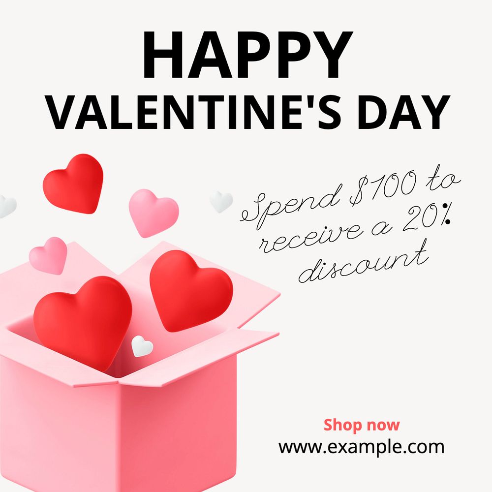 Valentine's day sale  Instagram post template, editable text