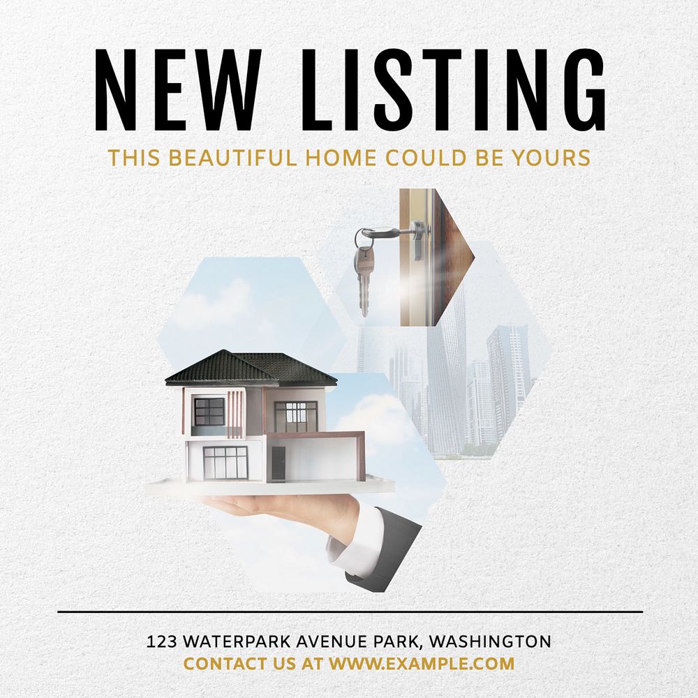 House listing Instagram post template, editable text