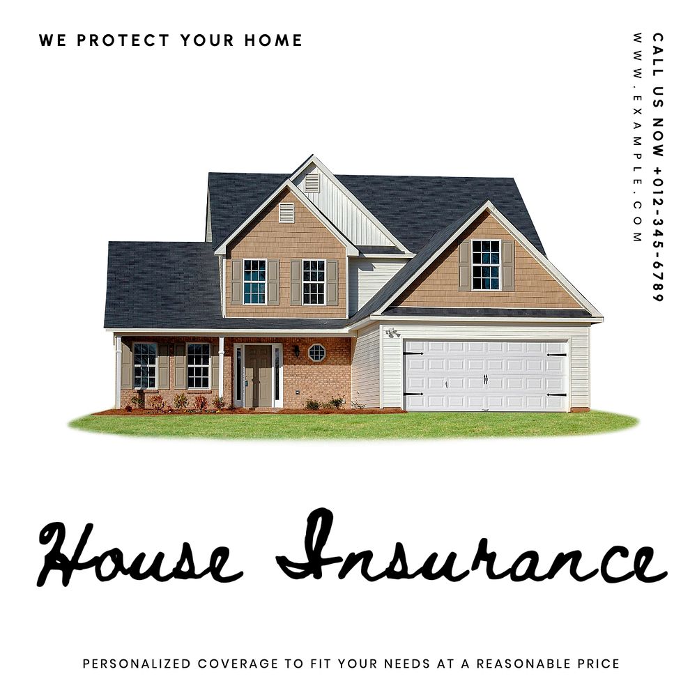 House insurance Instagram post template, editable text