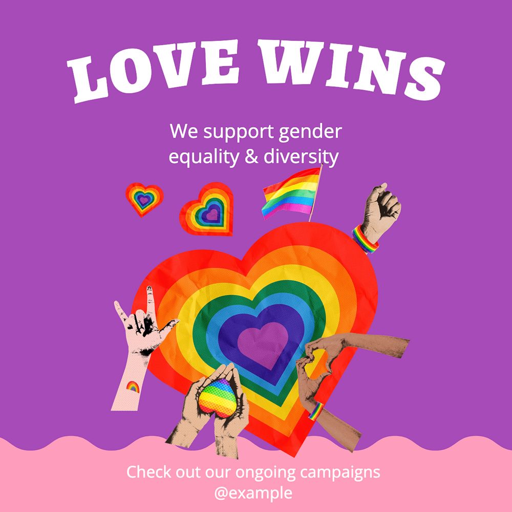 Love wins  Instagram post template, editable text