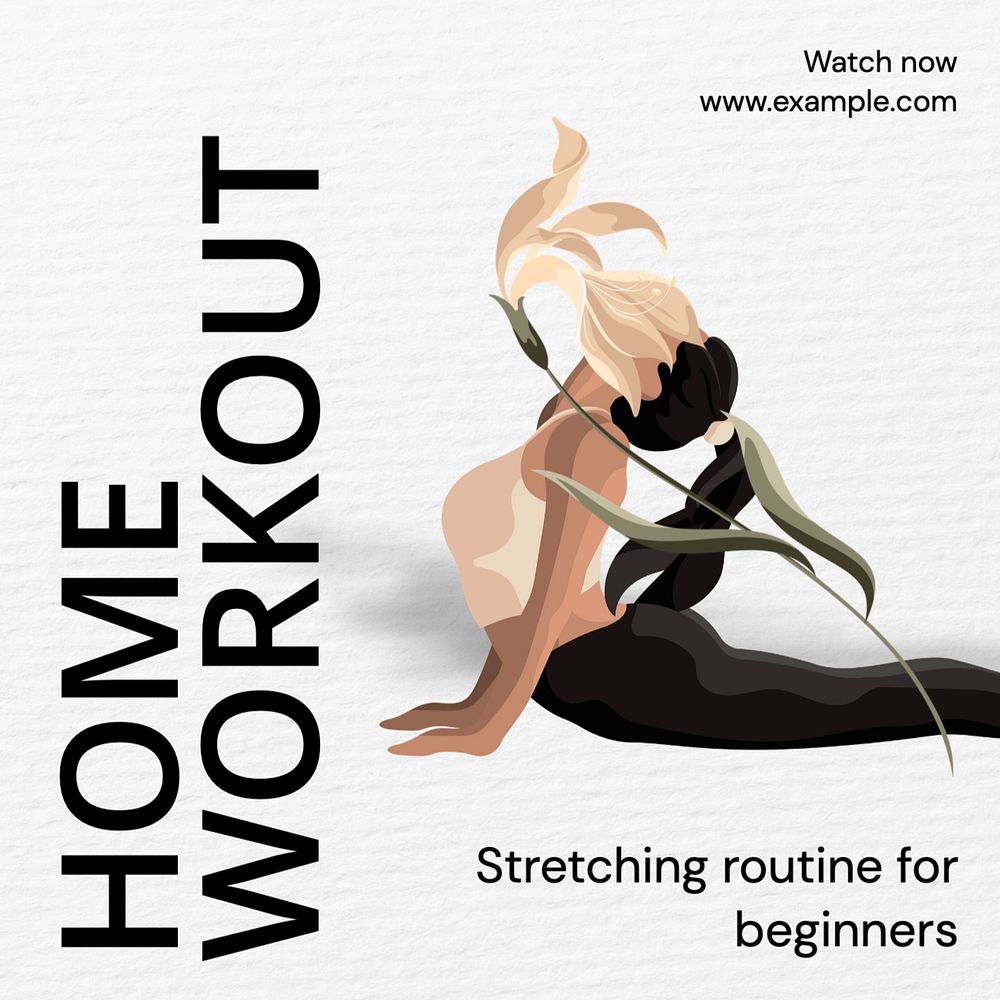 Home workout  Instagram post template, editable text