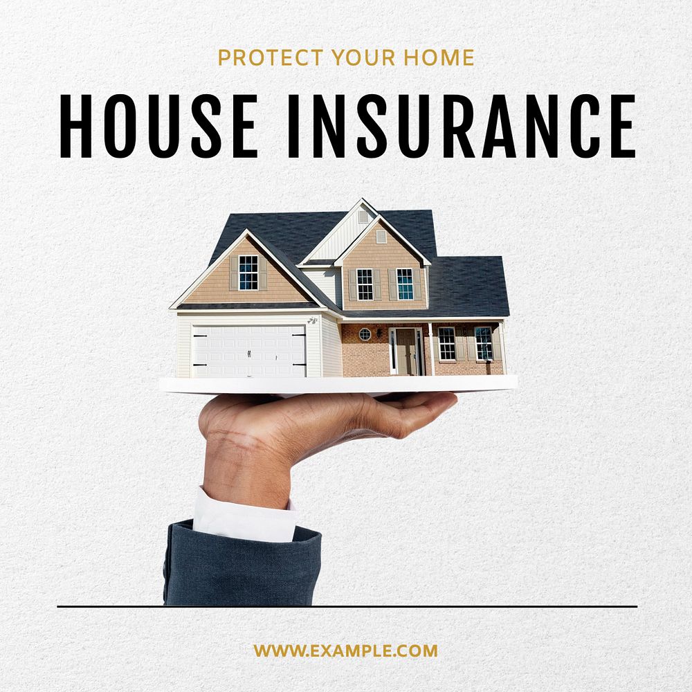 House insurance Instagram post template, editable text