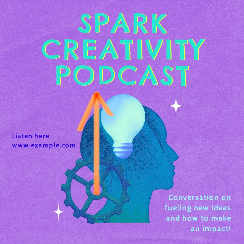 Spark creativity podcast Instagram post template, editable text