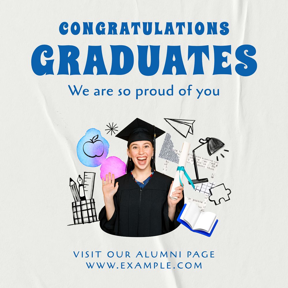 Congratulations graduates Instagram post template, editable text