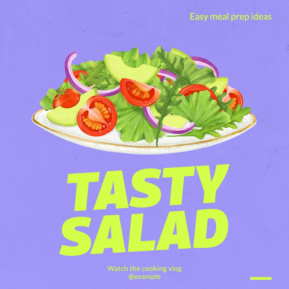 Salad prep Instagram post template, editable text