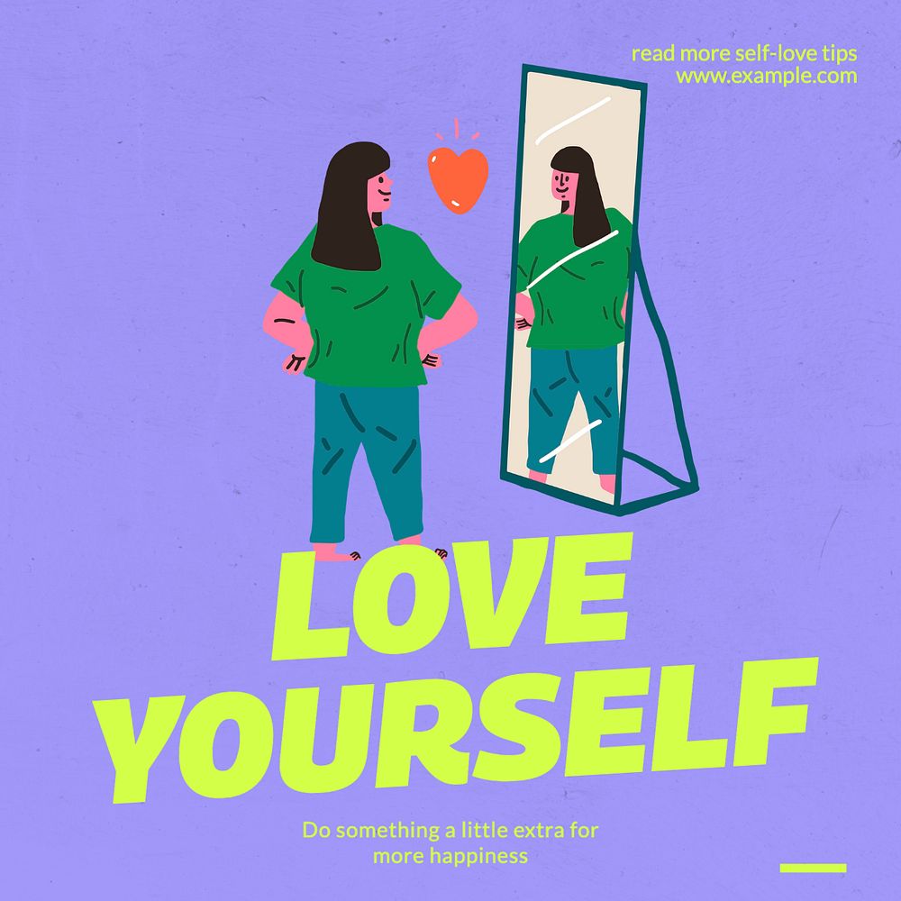 Love yourself Instagram post template, editable text