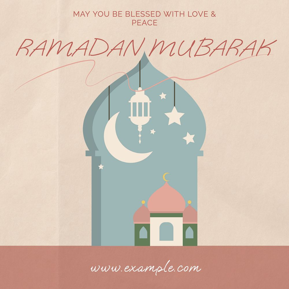 Ramadan mubarak Instagram post template, editable text