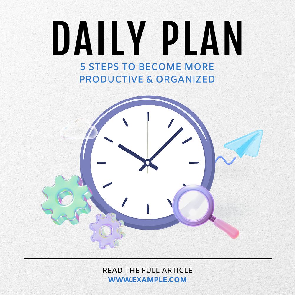 Daily plan Instagram post template, editable text