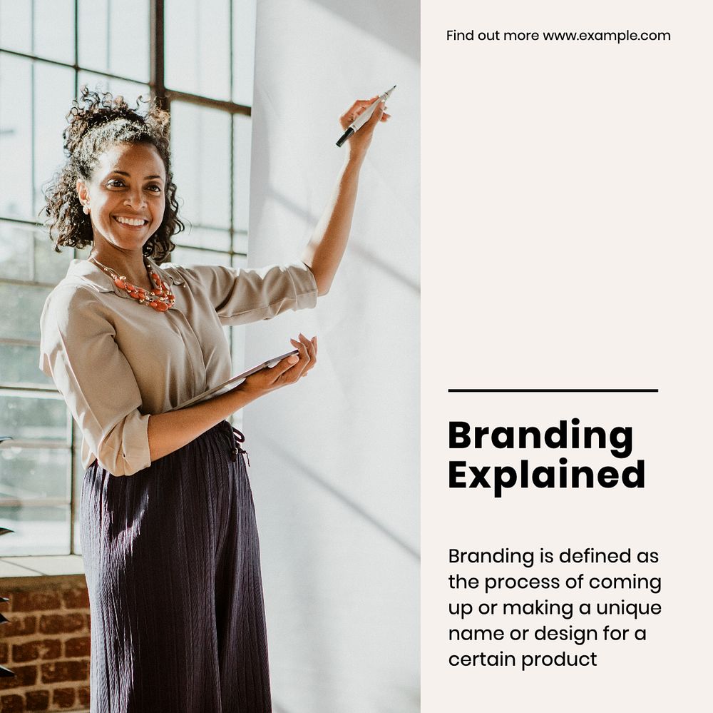 Branding explained Instagram post template, editable text