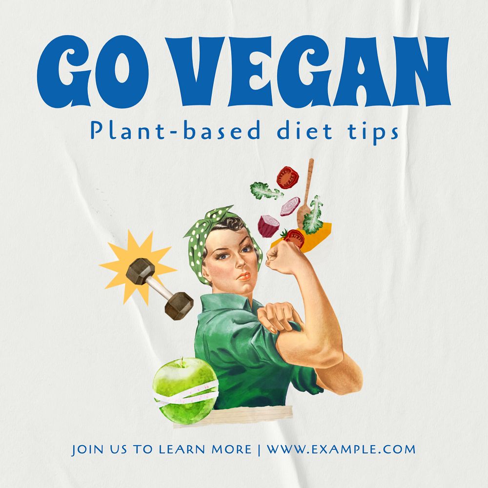 Plant-based vegan diet Instagram post template, editable text