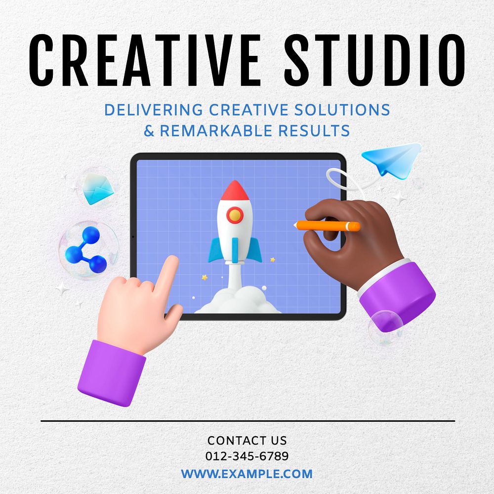 Creative agency studio Instagram post template, editable text