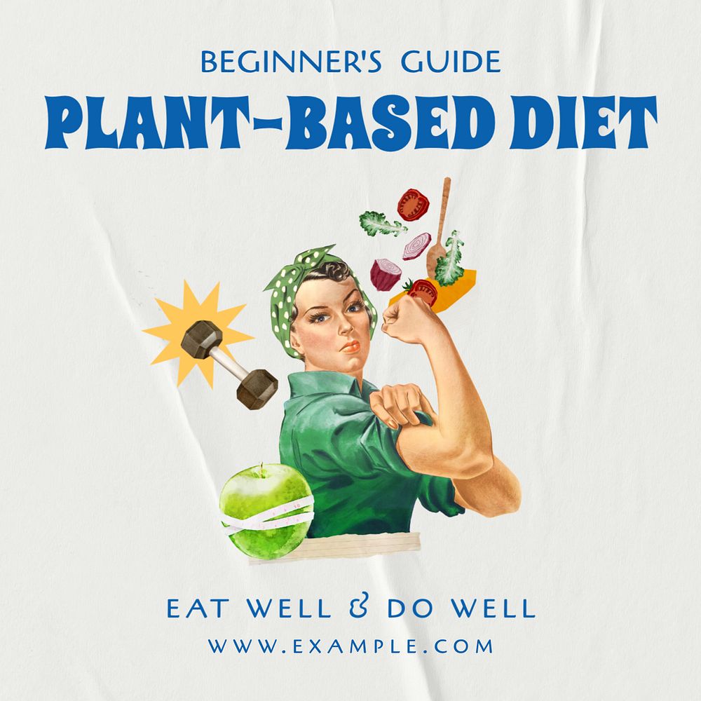 Plant based diet Instagram post template, editable text