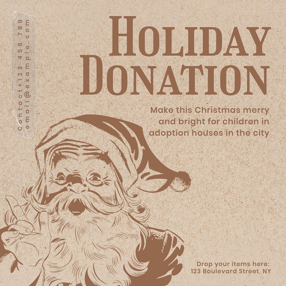 Holiday donation Instagram post template, editable text