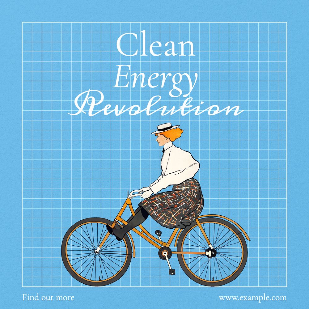 Clean energy revolution Instagram post template, editable text