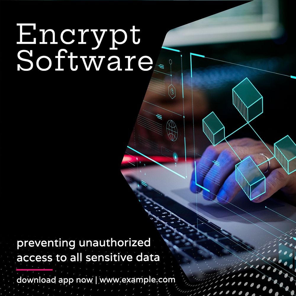 Encrypt software Instagram post template, editable text