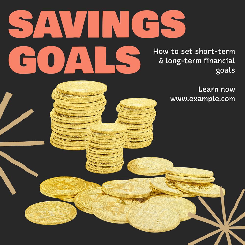 Savings goals Instagram post template, editable text