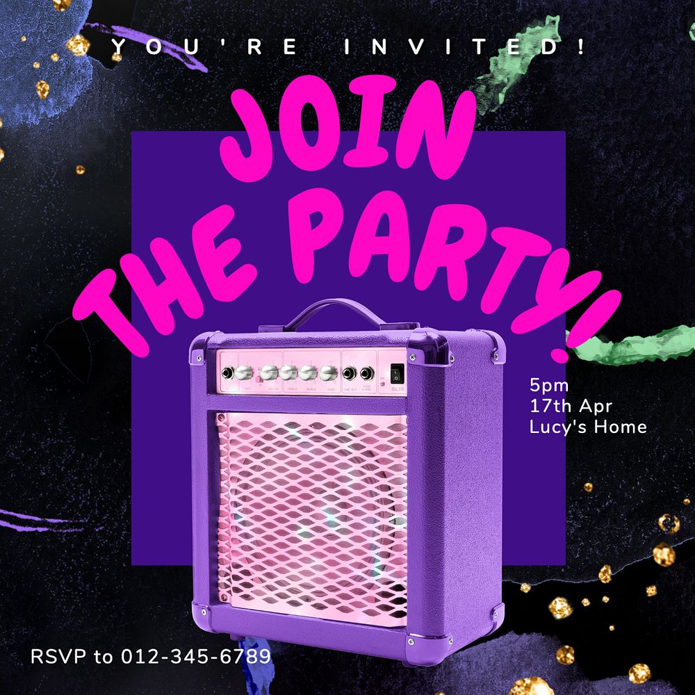 Join the party Instagram post template, editable text