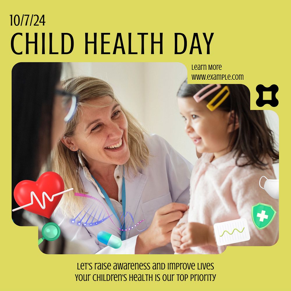 Child health day post template, editable social media design