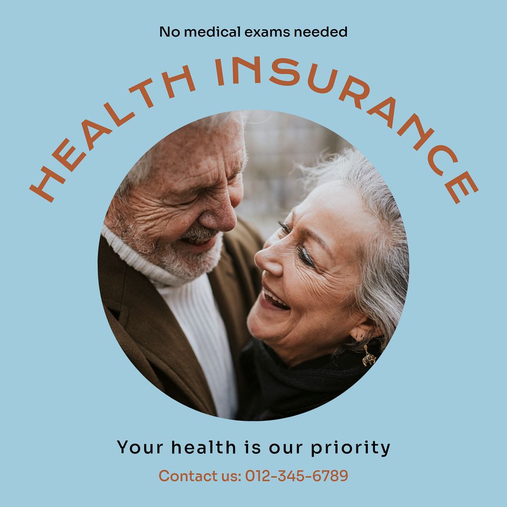 Health insurance Instagram post template, editable text