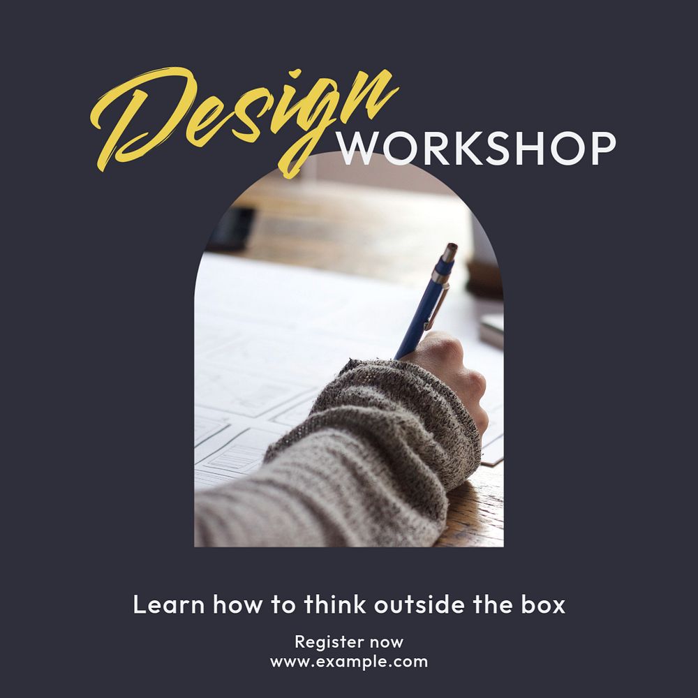 Design workshop Instagram post template, editable text