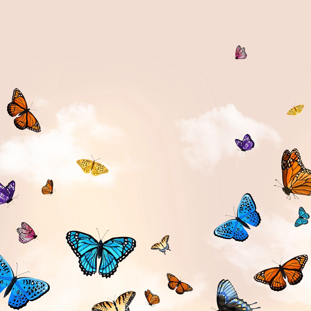 Editable butterfly sky background design