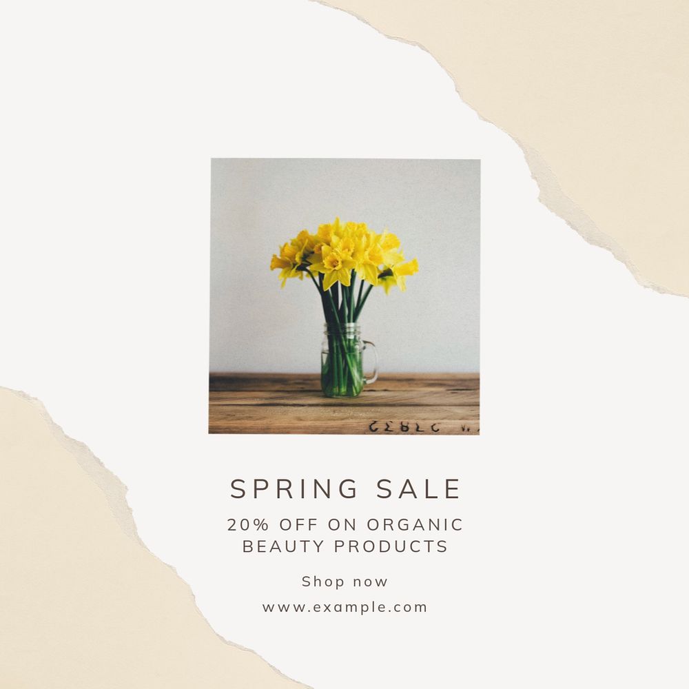 Spring sale Instagram post template, editable text