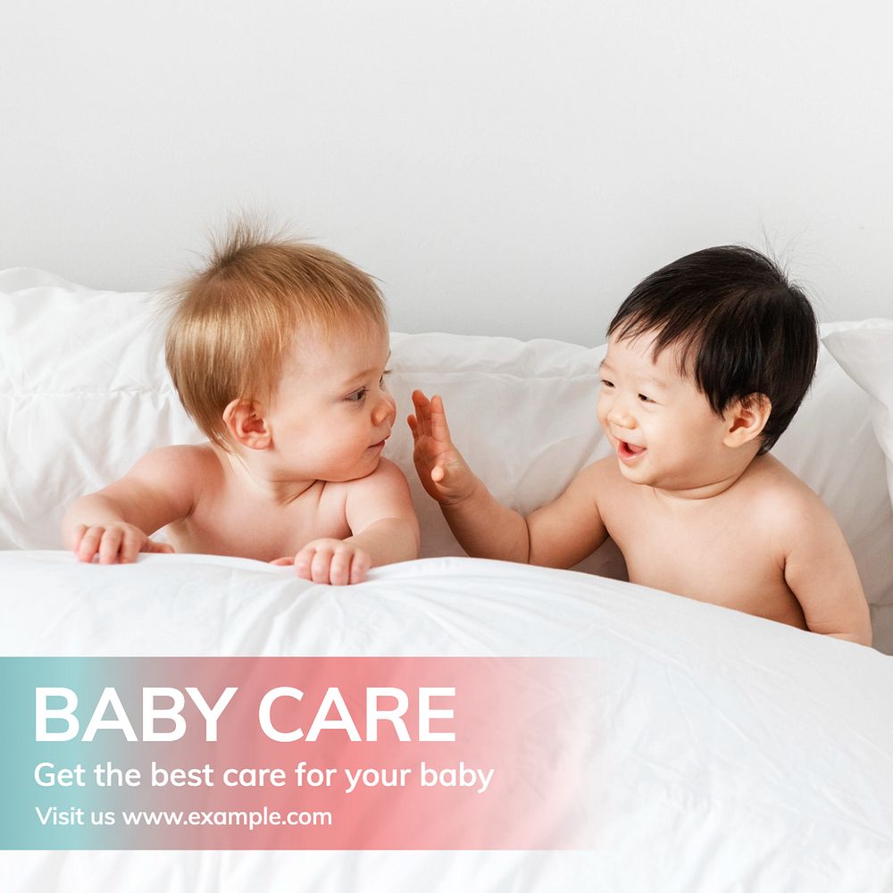 Baby care Instagram post template, editable text