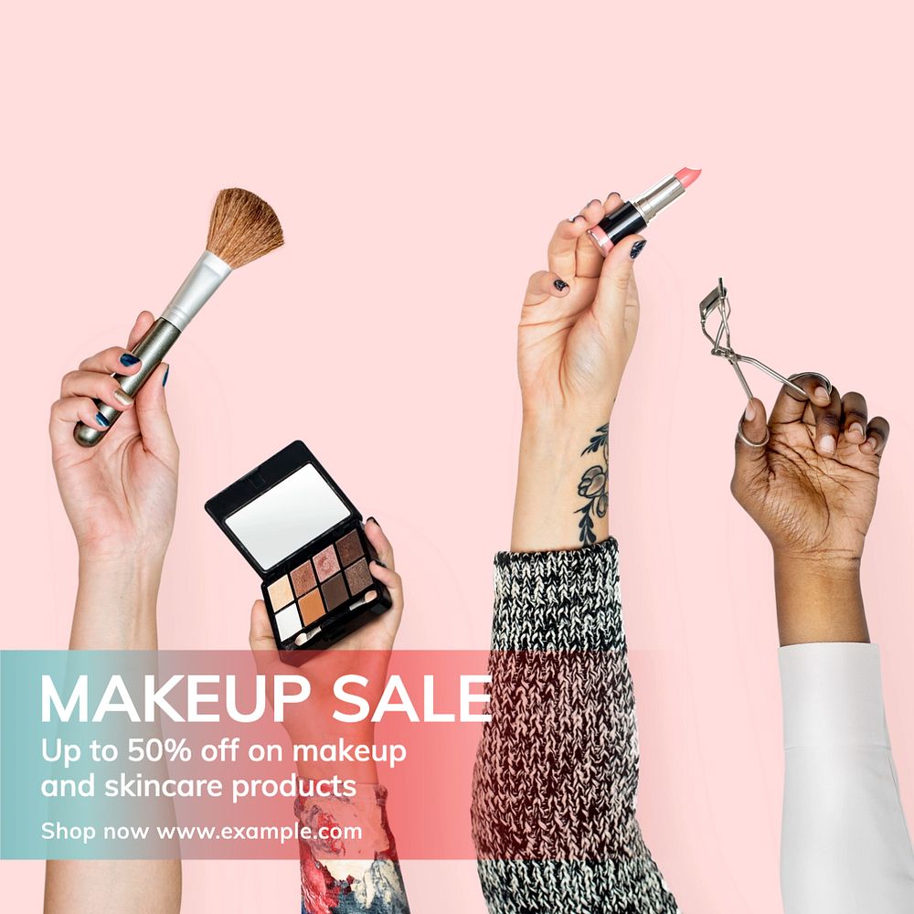 Makeup sale Instagram post template, editable text