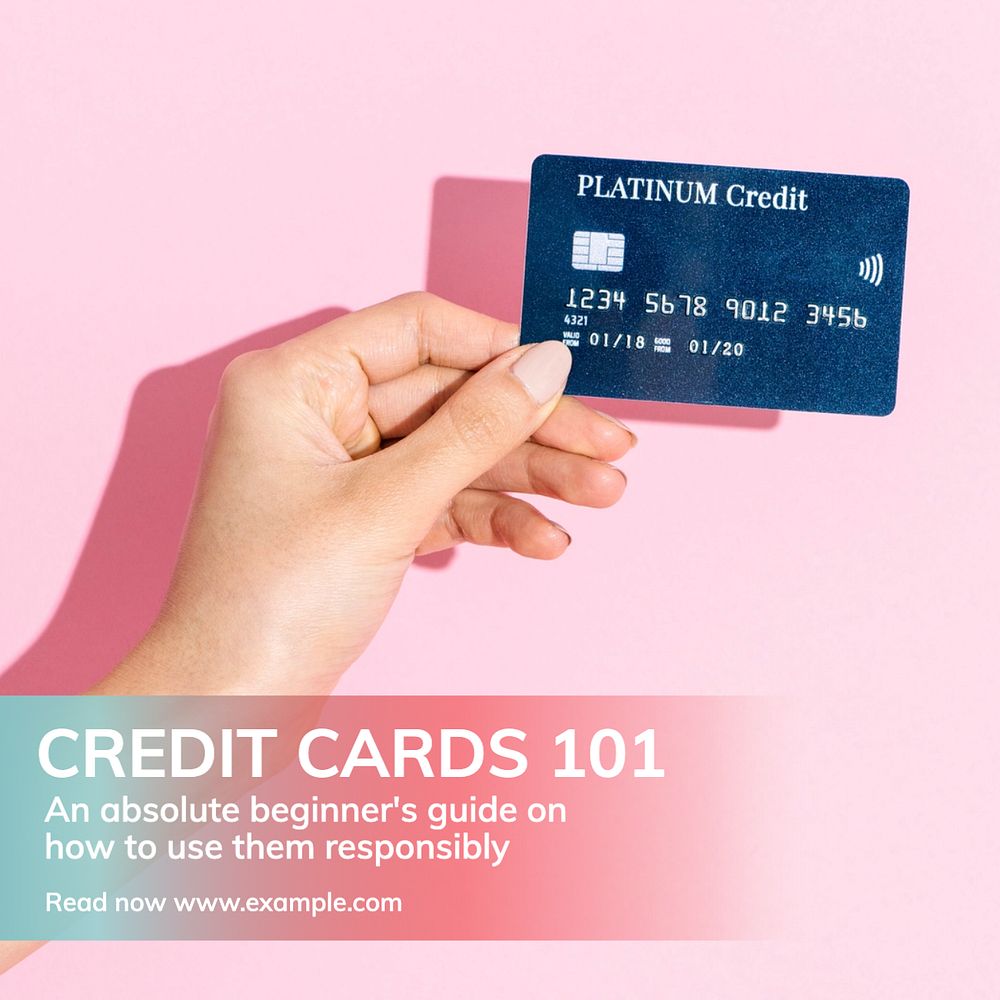 Credit card guide Instagram post template, editable text