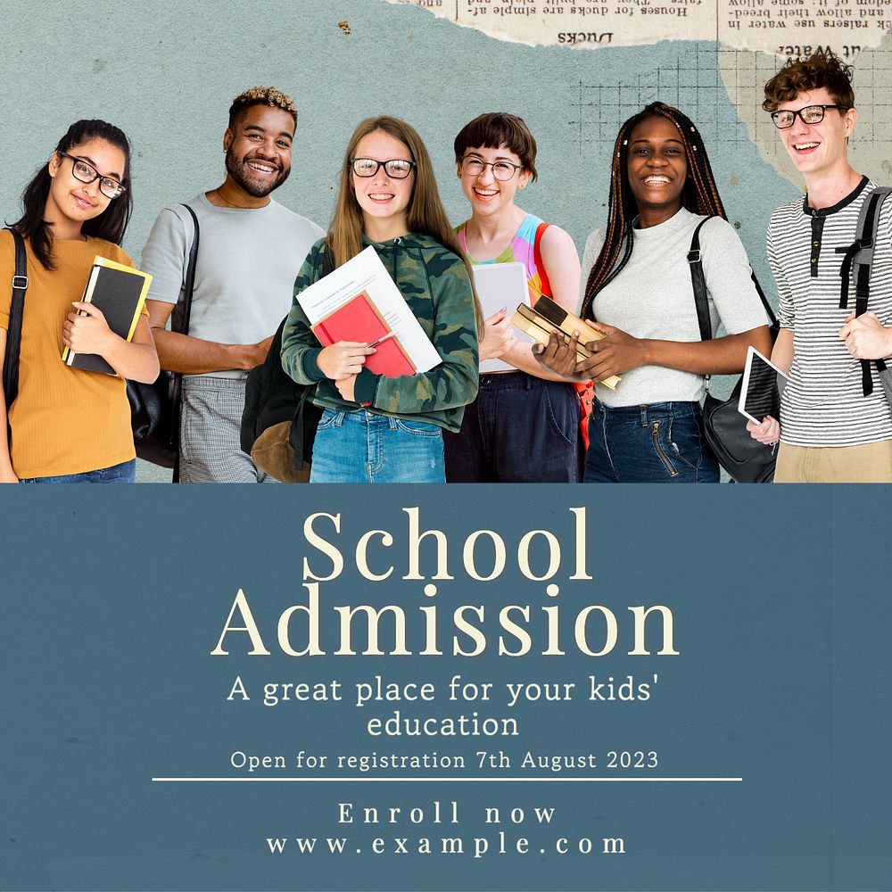 School admission Instagram post template, editable text