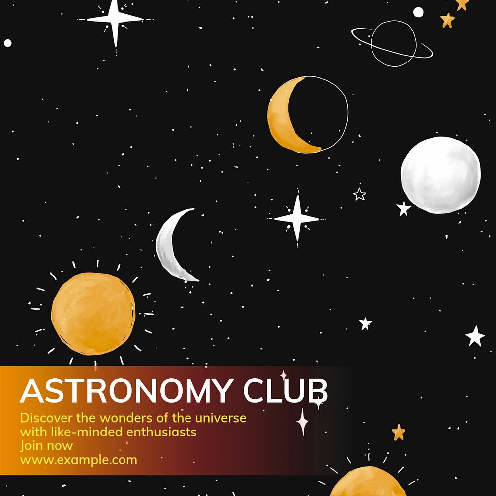 Astronomy club Instagram post template, editable text